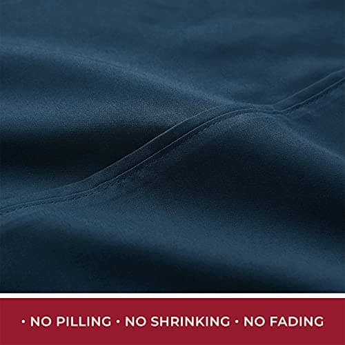 Mellanni 400 Thread Count Cotton Sateen Bedding Set - 4 Piece Bed Sheets Set - Fits Mattresses up to 16" Deep - Cooling Sheet for Hot Sleepers (Full, Navy) - Thumbnail 3
