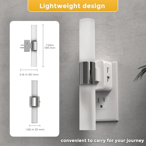 L LOHAS LED Night Light, Night Lights Plug into Wall, 3000K Soft White, 0-100LM Adjustable Brightness, 180° Rotating Plug in Night Light with Auto Light Sensor for Bathroom, Bedroom(Matte White) - Thumbnail 4