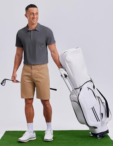 PINSPARK Mens Polo Shirt Short Sleeve Grey Polo Shirts for Men Quick Dry Slim Fit Golf Shirt Moisture Wicking Collared Polos - Thumbnail 3
