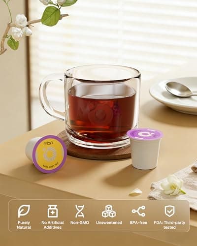 HBN Tea 40-Count Sampler Variety Pack for K-Cup Brewers, Healthy & Energizing Tea Capsules, Gift Box Set (Green, English Breakfast, Earl Grey, Jasmine) - Thumbnail 3