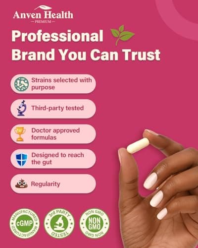 Anven Health Probiotics and Organic Prebiotics for Women pH Balance & Digestion- 60 Billion CFU Vaginal Probiotics with Cranberry D-Mannose, Vegan & Non-GMO for Urinary Tract & Immune | 90 Caps - Thumbnail 6