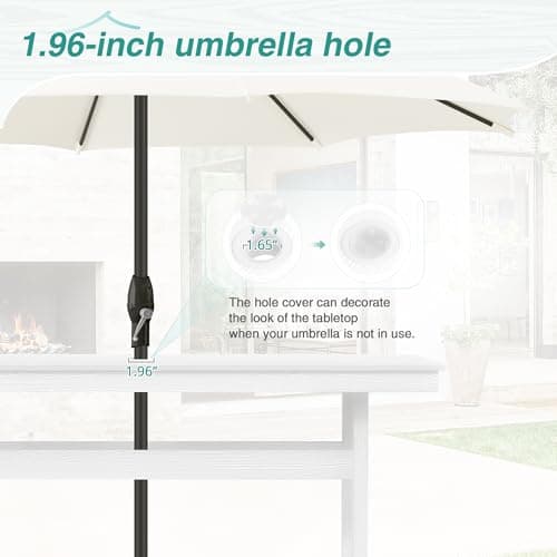 Homenjoy 7 Piece Patio Dining Set, 66" Rectangle HDPS Weather Resistant Outdoor Table & 6 Patio Chairs Set with 1.96" Umbrella Hole, Heavy Duty Chairs for Backyard Balcony Deck, White - Thumbnail 4