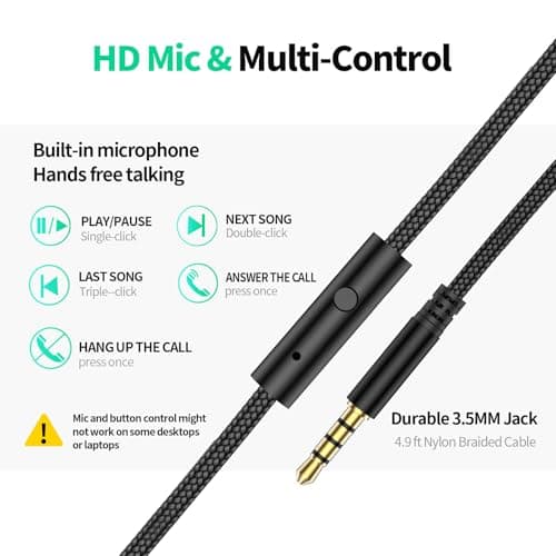 URBAN SWING Premium 2 Headphones Bundle Includes 2 USB C Adapters Plus Sturdy Hard Case & Travel Pouch, Aux Cord with 4.9ft Extra Long Cable, for iPhone 17/16, iPad, Samsung & PS5 - Thumbnail 5