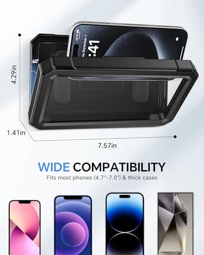 UPRONE Waterproof Phone Holder for Shower- 480° Rotatable Retractable Adjustable Anti Fog iPhone Case for Shower,Bathroom Accessories Wall Mount Phone Holder for 4-7" Cellphones - Thumbnail 5