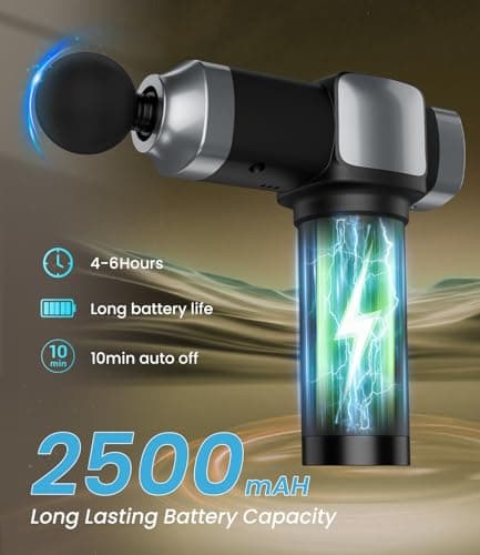 COOJOK® Massage Gun Deep Tissue, Handheld Electric Muscle Massager with 6 Massage Heads, 30 Speed Levels, Percussion Massager Gun for Pain Relief, Back Massager for Athletes Men Women - Thumbnail 4