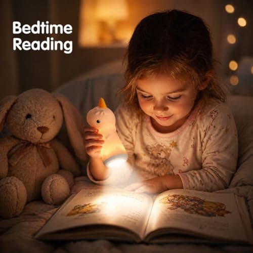 ShaArkMango Flashlight with Night Light for Kids Rechargeable LED Dimmable Night Light Toddler Bed Room Playing in Dark Handheld Emergency Flashlight for Camping Essential Hallway Walking Nighttime - Thumbnail 4