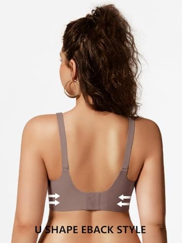 COCOMARTS Jelly Minimizer Bras for Women No Underwire Scalloped Push Up Wireless Bralettes Seamless Comfort Everyday Tshirt Bra Grey Medium - Thumbnail 3