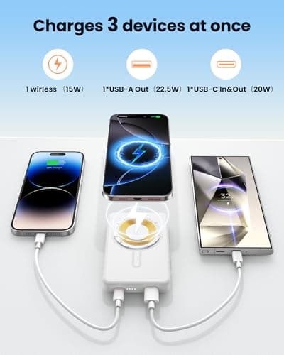 Aterob for Magsafe Portable Charger Power Bank, 12000mAh Magnetic Power Bank with 15W Wireless & 20W USB C Fast Charging, Ultra-Slim Battery Pack for iPhone 17/16/15/14/13/12 Series, Travel Essential - Thumbnail 5