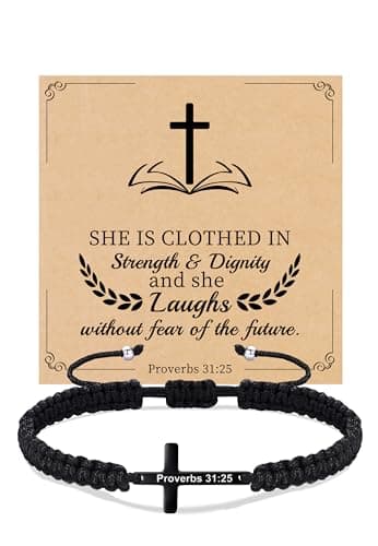 Sistble Christian Gifts Black Cross Bracelet for Men Jesus Religious Gifts Inspirational Christian Bible Verse Bracelets Baptism Gift Communion Jewelry for Teens - Image 1