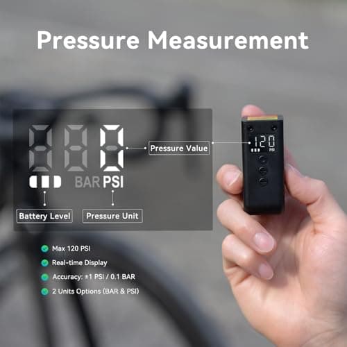 CYCPLUS Tiny Electric Bike Pump AS2Ultra, 90g, Magnesium Alloy Shell, Black - Thumbnail 3
