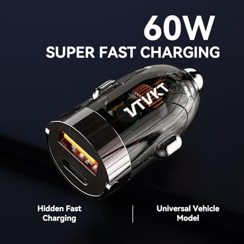 VTVKT Car Super Fast Charger, Dual USB Ports Phone Charger, Cigarette Lighter Adapter, PD30W & QC30W Car Charging for iPhone 16/15/14/13/12/11 Samsung Galaxy Huawei iPad - Thumbnail 5