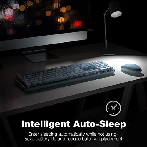 Dilter Wireless Keyboard and Mouse Combo, 104 Keys Full-Sized Typewriter Keyboards, 2.4 GHz USB Receiver Plug and Play, for Windows, PC, Laptop, Desktop (Blue Colorful) - Thumbnail 5