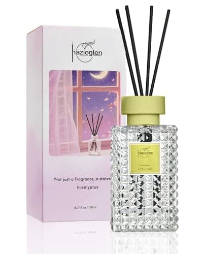 Hazioglen Reed Diffuser Set, Eucalyptus Scented Home Fragrance Air Freshener for Bathroom Shelf Decor, 5.07 fl oz/150ml Essential Oil with Sticks - Image 1