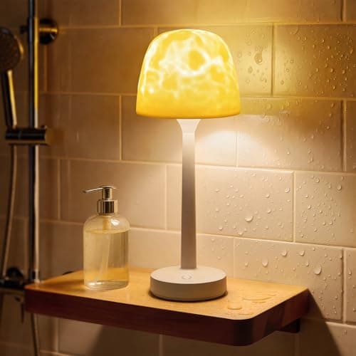 Beslike Waterproof Shower Lamp, Rechargeable Cordless Bathroom Light with Ocean Wave Projector, 16-Color Changing LED Mood Light with Touch & Remote Control for Bathtub, Spa and Bathroom Decor - Image 1