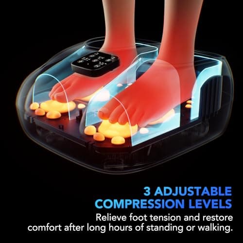 SKG Foot Massager with Heat and Remote, Upgrade Electric Feet Massager for Plantar Fasciitis Pain Relief, 3 Levels Compression Massage for Neuropathy Plantar Fasciitis, Up to Size 13 Home Office Use - Thumbnail 5