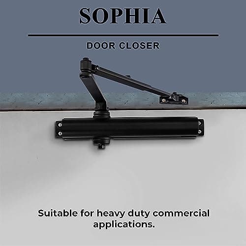 SOPHIA Door Closer Commercial Grade 1, Automatic Door Closer Heavy Duty, Fully Adjustable for 44-330LBS Doors, Auto Door Closure High Traffic Areas - ADA Compliant & UL Listed, Matte Black, DK8000 - Thumbnail 6