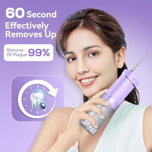 JTF Portable Water Flosser for Travel: Compact Mini Design, 3 Modes & 8 DIY Pressure Levels for Sensitive Teeth & Braces - with 5 Nozzles & Removable 230ml Tank, Cordless Oral Irrigator for On-The-Go - Thumbnail 6