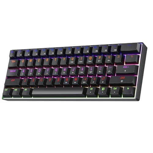 Taramico 60% Gaming Keyboard, Black Wired RGB Mechanical Keyboard with No-Conflict 61 Keys, Compact PC Game Keyboards for Windows Mac, Quiet Blue Switch - Image 1