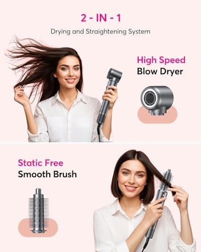 2-in-1 Hair Dryer Brush, Ionic Blow Dryer Brush for Fast Drying & Styling, Hot Air Brush for Smooth, Frizz-Free & Volumizing Hair, Lightweight Easy-to-Use for Daily Styling - Thumbnail 2