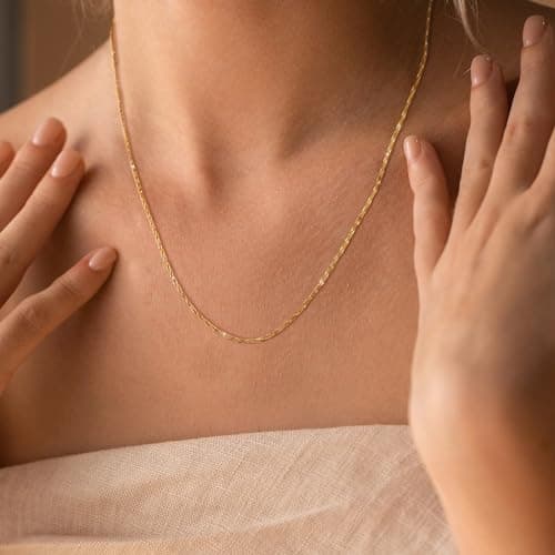 BAYLAY Gold Chain for Women - 18K Gold Plated Chain Necklace Woman Dainty Gold Necklace for Women Gold Jewelry Gifts Size 26 inch - Thumbnail 4