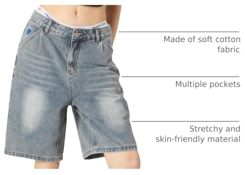 Aelfric Eden Washed Wrinkle Jorts Mens Denim Jean Short Casual Summer Knee Length Shorts Streetwear Trendy Outfits Light Blue - Thumbnail 4