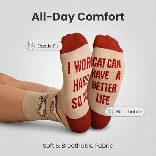 ZAOMENG Funny Socks for Men Cat Dad Socks Novelty Fun Cat Socks Birthday Crazy Gifts for Cat Lovers,Boyfriend Crew Cotton Sock for Adult - Thumbnail 5