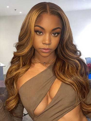 Barbique 13x6 Lace Front Wig 26 Inch Long Wavy Synthetic Hair Brown Blonde