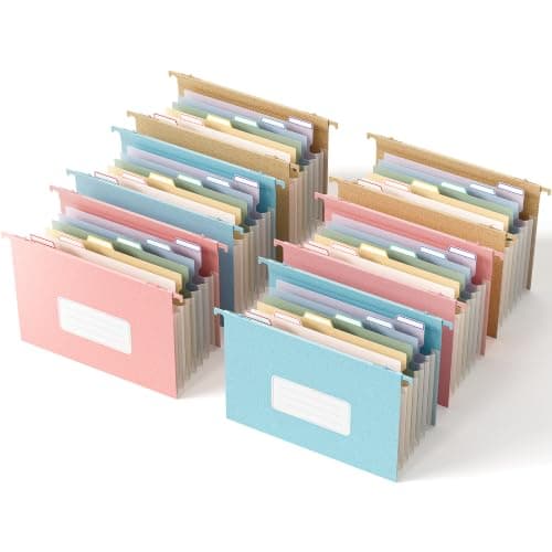 EcoStash Wheat Straw Expanding Hanging File Folders, 3 Color File Organizer, 1.2" Accordion Pockets, Large Capacity, Letter Size for Filing Cabinet, 100% BPA Free, Return to Nature, Healthy Living-6 - Image 1