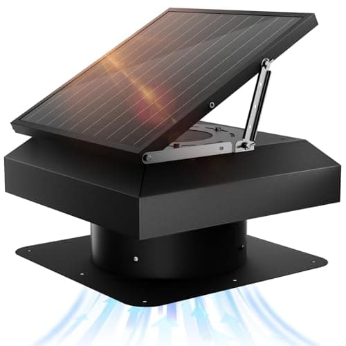 Hon&Guan Solar Attic Fan with Thermostat, 40 Watt Solar Roof Vent Fan, 12", 2000 CFM, Cools up to 2500 Sq.Ft, 2 Modes - Image 1