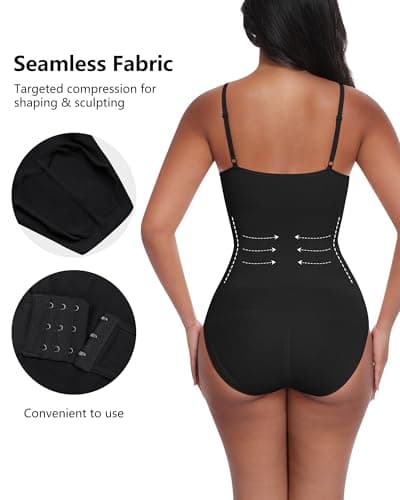 Xcutting Women's Shapewear Bodysuit Tummy Control Seamless Body Shaper Smooths & Lifts Waist Shaping Comfortable Everyday Wear Jumpsuit (Black Brief, Medium) - Thumbnail 2