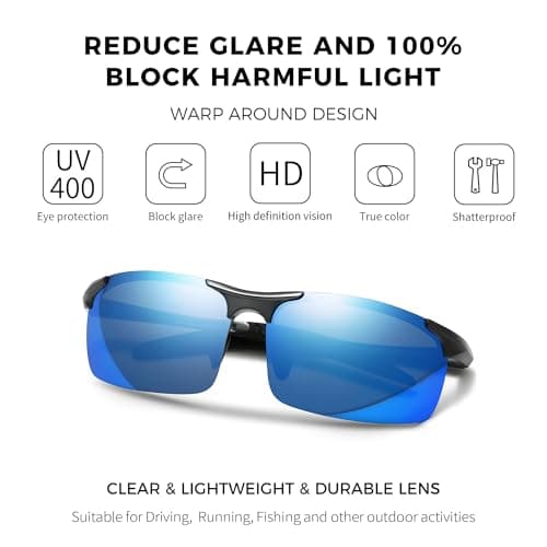 SUNGAIT Men's HD Polarized Sunglasses for Driving Fishing Cycling Running Metal Frame UV400 SGT177-QBL - Thumbnail 3