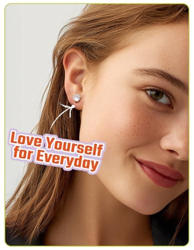 Justbeingcute 2ct Birthstone Stud Earrings for Women April White Diamond Stud Earrings Sterling Silver Birthstone Earrings 8mm Hypoallergenic Earrings for Sensitive Ears - Thumbnail 2