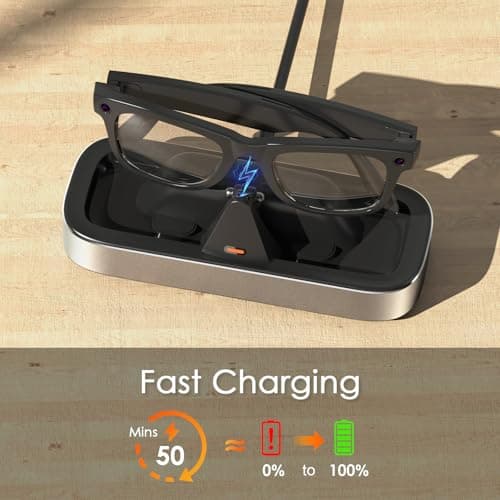 Charging Station for Meta Ray-Ban Glasses - Wayfarer, Skyler, Headliner & Oakley Meta HSTN Charger with LED Indicator (Platinum) - Thumbnail 3