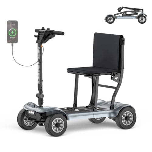 [2026 Upgraded] PAISEEC D3 Pro 35 lbs Lightweight Mobility Scooter for Seniors, Light Weight Mobility Scooter with 2 Batteries, Long Range, Airline Approved, Foldable Mobility Scooter (Silvery)