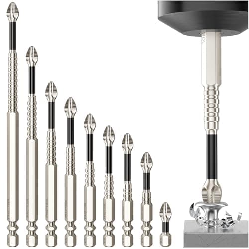 High Magnetic Screwdriver Drill Bit Set - 9Pcs K5 Impact Resistant Non Slip Bit - Magnetic Screwdriver Set - Screwdriver Bit Set - 25 50 65 70 75 90 100 120 150 (9pcs) - Image 1