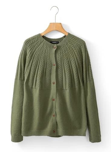 Dokotoo Cardigan Sweaters for Women Lightweight 2026 Fall Outfits Fashion Trendy Women's Open Front Business Casual Crewneck Crochet Knit Womens Cardigans Winter Sweaters Mist Green - Thumbnail 5