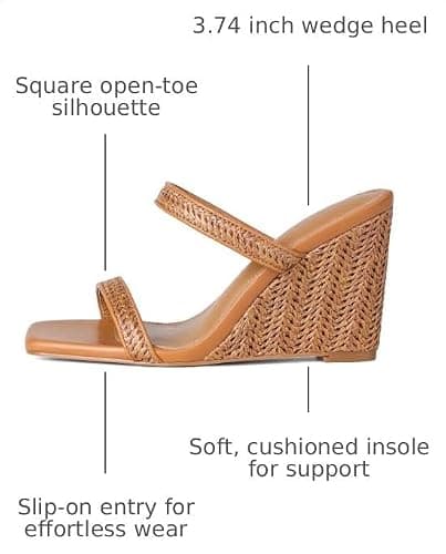 EQAUDES Espadrilles Wedges for Women Beach Summer Raffia Slides Wedge - Thumbnail 3