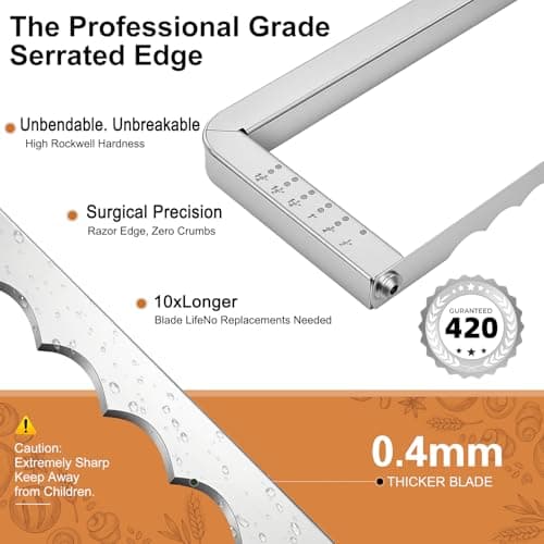 JAC HouseHold Upgrade Bread Knife for Homemade Bread, Sourdough Bread Slicer with 6 Thickness Guide & Razor Sharp Stainless Blade, Manual Bow Cutter for Bagels and Baguettes - Thumbnail 2