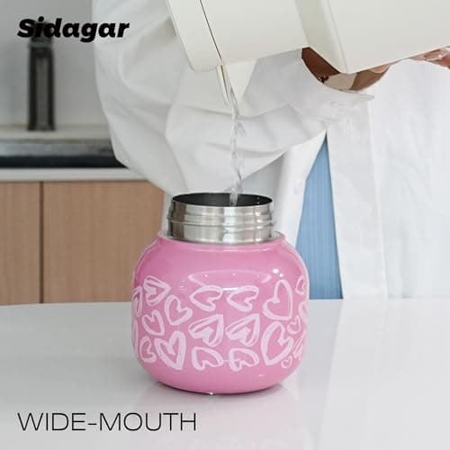 Sidagar 22 oz Tumbler with Straw and Carry Handle, Wide Mouth Insulated Stainless Steel Travel Water Bottle, Heart Pattern Flask for Gym & Office, Preppy Kawaii Valentines Day Gift - Thumbnail 6