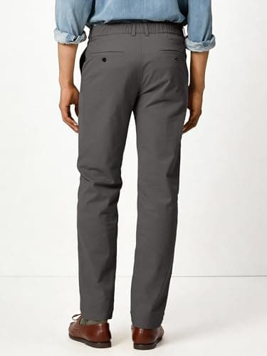 Comdecevis Mens Casual Pants Cotton Stretch Slacks Chinos Elastic Waist Khaki Pants L(36) Charcoal Gray - Thumbnail 2