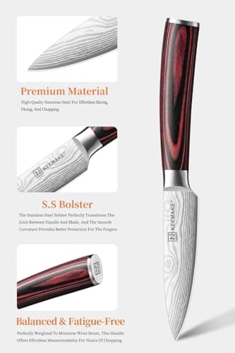 KEEMAKE 3.5 Inch Paring Knife - Ultra Sharp Fruit Knife High Carbon Stainless Steel Small Kitchen Knives for Peeling Slicing with Ergonomic Handle with Elegant Gift Box - Thumbnail 5
