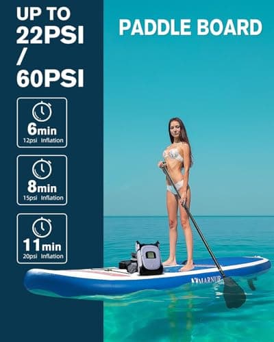 GICLE Paddle Board Pump Electric 12V DC, SUP Air Pump with Dual Stage Fast Inflation & Auto-Off, Electric Air Pump for Inflatable Paddle Board, Boat, Kayak, Air Mattress,Tents (DC12V 22PSI) - Thumbnail 6