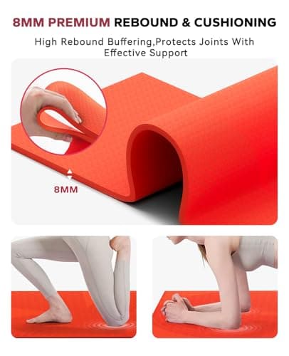 HAPBEAR Extra Large Yoga Mat (84''×30'') - 1/3'' Thick Double-Sided PVC Non-Slip Exercise Mat with High Rebound Cushioning, Dual-Side Usable for Home Gym, Yoga, Pilates & Workouts -Orange - Thumbnail 4