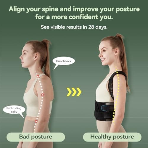 Back Brace Posture Corrector for Women and Men, 4-Point Back Support System for Upper/Lower Back Pain Relief, Scoliosis & Hunchback Correction, Adjustable & Breathable Shoulder Straightener, Medium - Thumbnail 3