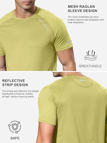 Comdecevis Workout T-Shirts for Men Quick Dry Lightweight UPF 50+ Sun Comfort Colors T-Shirts Gym Tops 3XL(42) Sage Green - Thumbnail 5