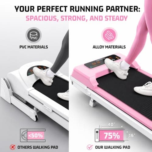 FUNMILY Foldable Walking Pad with Handle Bar, 4 in 1 Under Desk Treadmill with Incline, 2025 Upgraded Smart Folding Treadmill for Home/Office, 300 lbs Weight Capacity, Ultra-Quiet - Thumbnail 5