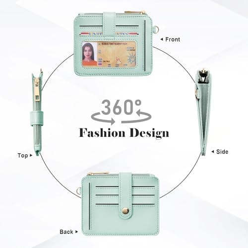 Airkit Wristlet Wallets for Women, Keychain RFID Blocking Credit Card Holder, Small Girly Wallet with Bracelet, Silicone Beaded Tassel Key Ring Card Holder, Green - Thumbnail 5