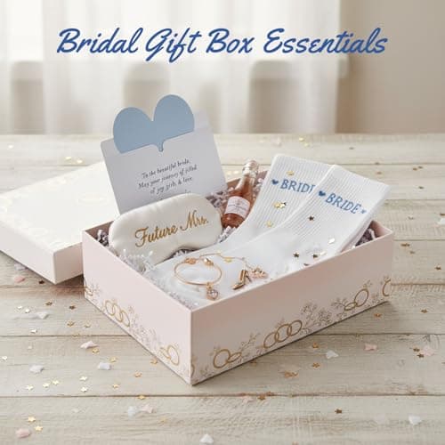 Bride Socks for Women, Bride To Be Something Blue Gift, Bride Gifts for Bachelorette, Bridal Shower Party, Engagement, Wedding, Soft Cotton Universal Size Bridal Socks, Bride Gift Box Essential - Thumbnail 6