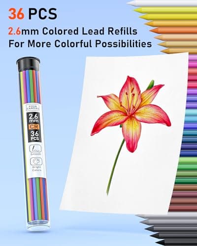 Four Candies 2.6MM Color Lead, Mechanical Colored Pencils Leads, 36 Color Pencils Refills, Assorted Colored Leads 72 PCS - Thumbnail 5