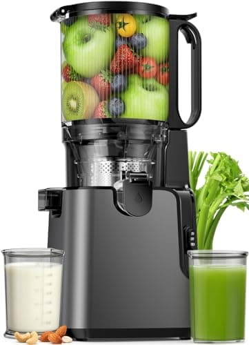 Juicer Machines with 5.8" Large Chute, 2-in-1 Cold Press Juicer for Whole Vegetables Fruits 400W, Masticating juicer Easy to Clean Juice Extractor Machine for Making Nut Mike, Juice, Premium Gray - Image 1